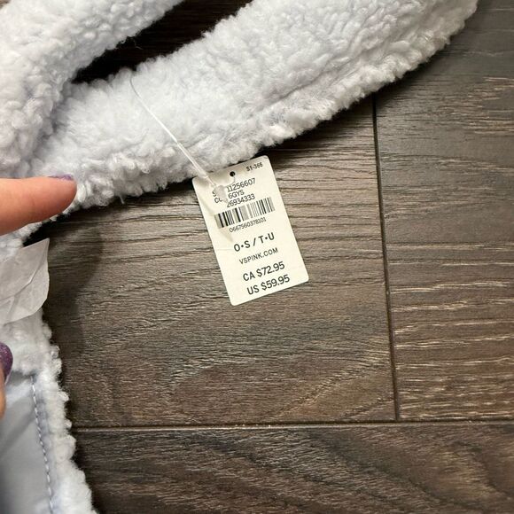 Victoria’s Secret Pink Mint Blue Sherpa Fuzzy Tote Bag New - Picture 5 of 7